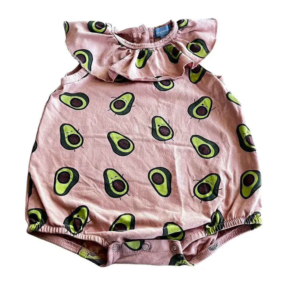 Pompomme baby girls avocado print bubble romper summer one piece size 12 months
